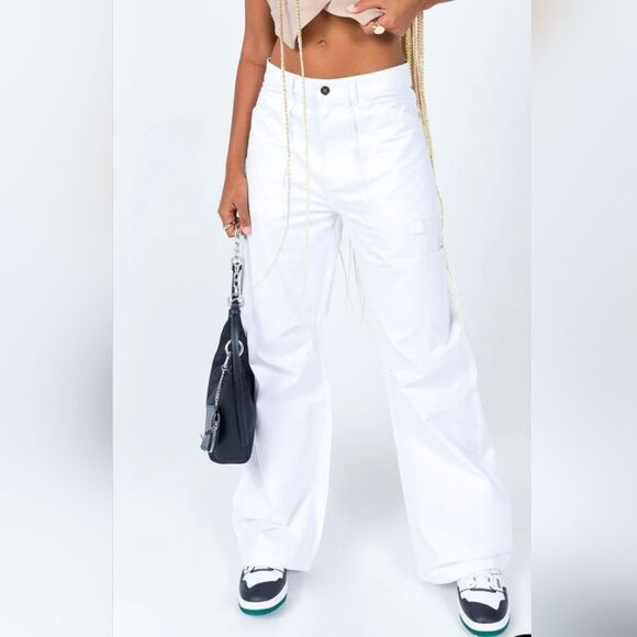 New Lioness Miami vice Wide pant white Oversized Baggy Cargo Barrel XXS Pockets - Picture 1 of 15